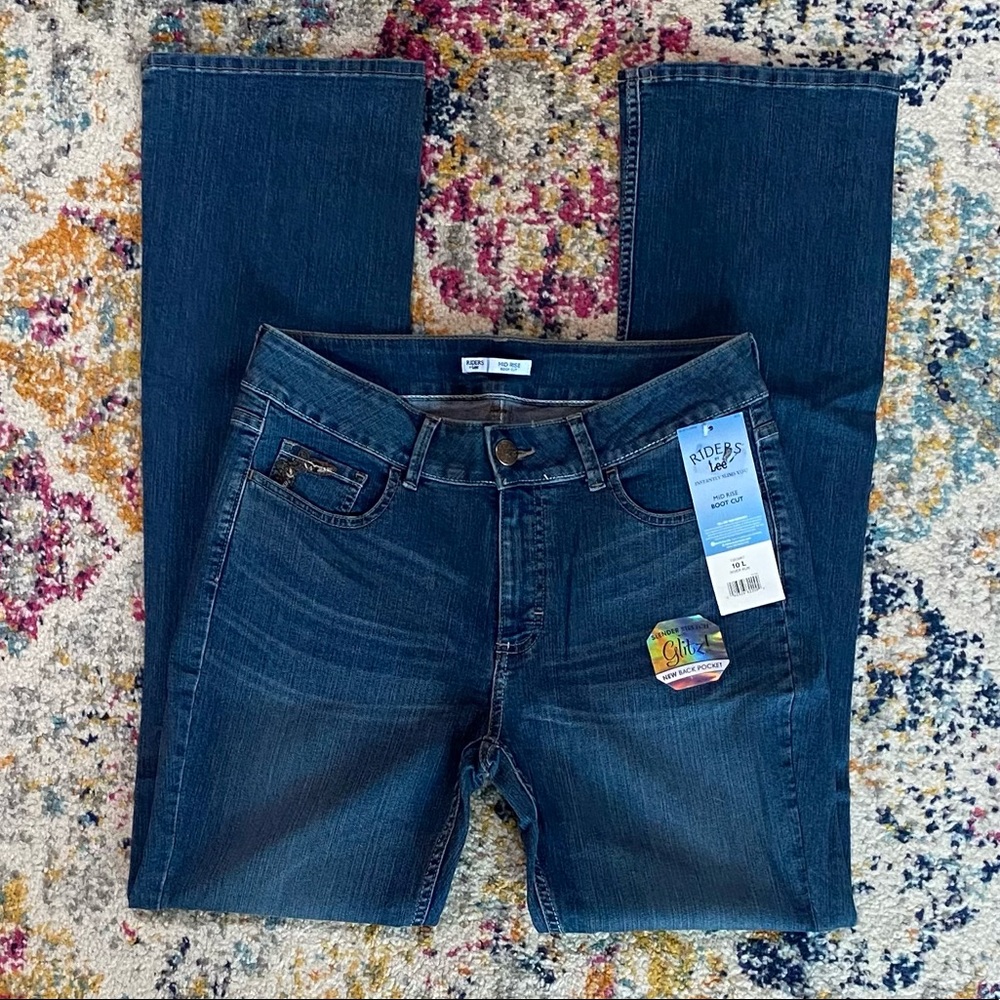 NWT Riders by Lee Mid-Rise Boot Cut Leg Slender Stretch Jeans Size 10L